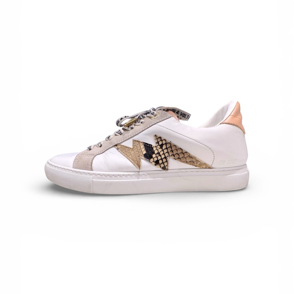 Zadig & Voltaire White and Gold Accent Sneakers - Picture 5 of 15